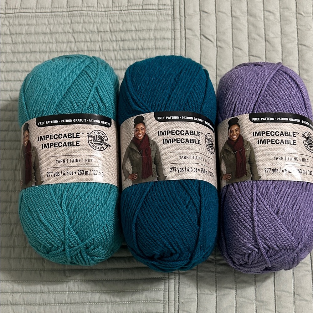 Loops & Threads ‘Impeccable’ Yarn - Teal, Lavender & Aqua.